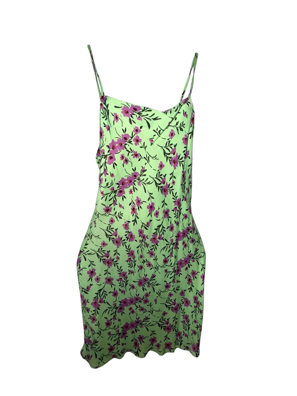 Zara Mint Green Slip Dress with Pink Floral Print